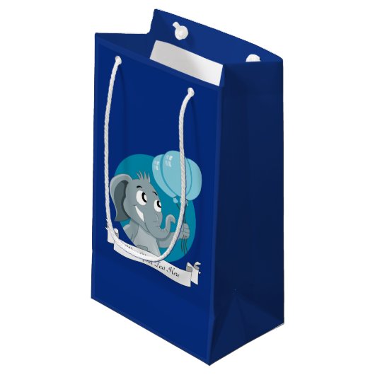 Olifant cartoon klein cadeauzakje (Voorkant Gekanteld)