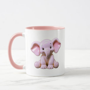 Olifant Cartoon Schattig Baby Karakter Pastel Roze Mok