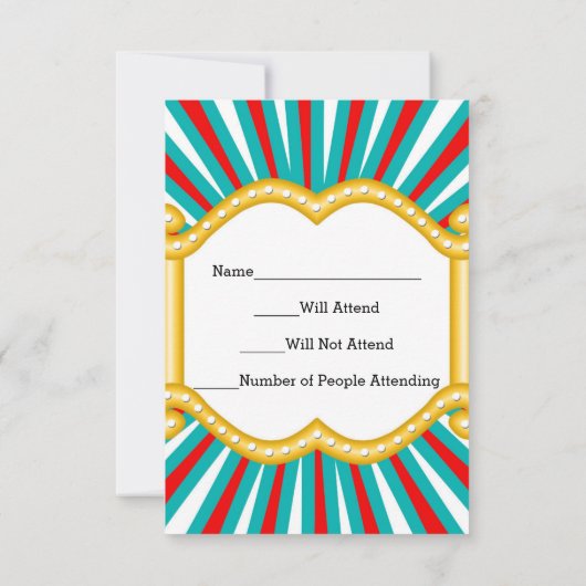 Olifant Circus Kinder Jongens Verjaardagsfeestje R RSVP Kaartje (Achterkant)