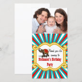 Olifant Circus Lijst Kinder Jongens Verjaardagsfee Bedankkaart (Voorkant / Achterkant)