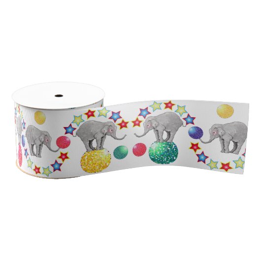 Olifant Circus sterren patroon Grosgrain Lint (Spoel)