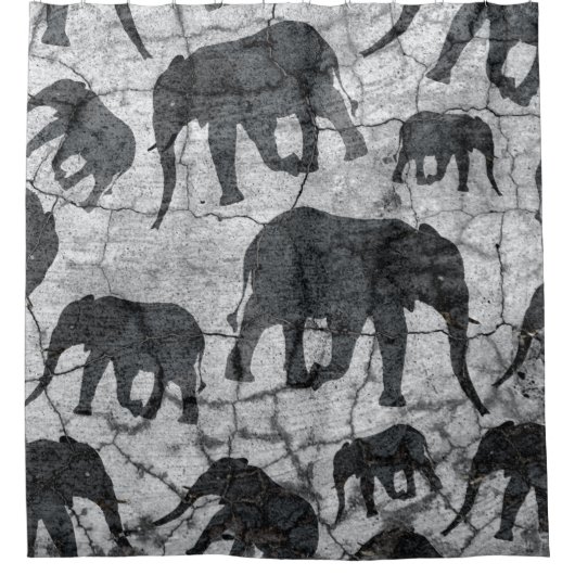 Olifant Concrete Patroon Ontwerp Douchegordijn (Voorkant)