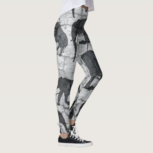 Olifant Concrete Patroon Ontwerp Leggings (Rechts)