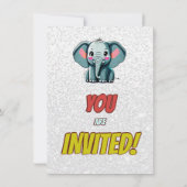 Olifant Cute Persoonlijke Uitnodiging Verjaardagsf (Achterkant)