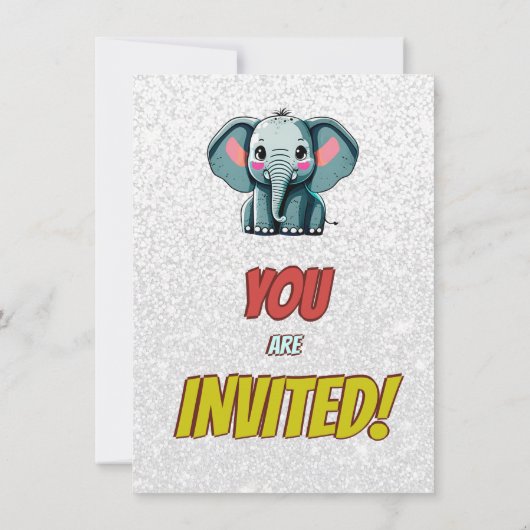 Olifant Cute Persoonlijke Uitnodiging Verjaardagsf (Achterkant)