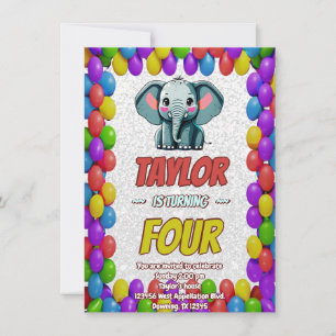 Olifant Cute Persoonlijke Uitnodiging Verjaardagsf