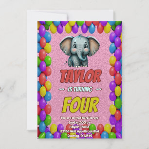 Olifant Cute Persoonlijke Verjaardagsuitnodiging K Kaart