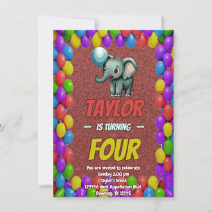 Olifant Cute Persoonlijke Verjaardagsuitnodiging K Kaart