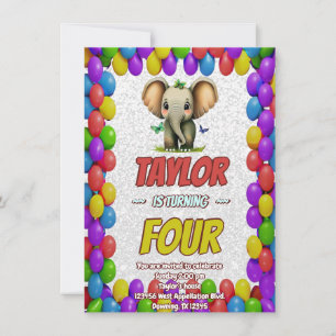 Olifant Cute Persoonlijke Verjaardagsuitnodiging K Kaart