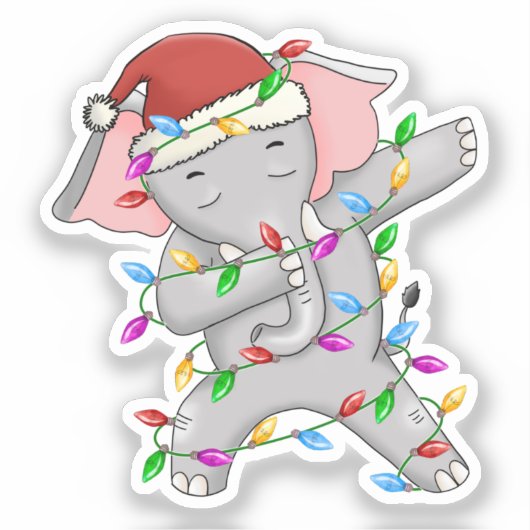 Olifant dab dabbin favoriete kerstverlichting sticker (Voorkant)