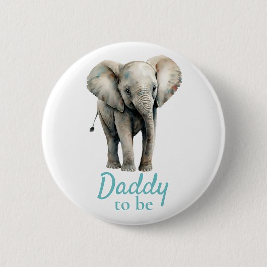 Olifant Daddy Baby shower Blauwe Button (Voorkant)