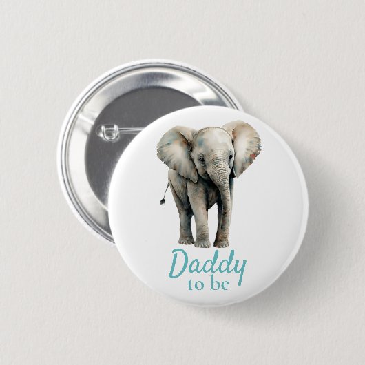 Olifant Daddy Baby shower Blauwe Button (Voorkant /achterkant)