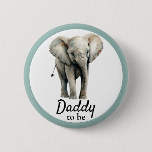 Olifant Daddy Baby shower Grijze Button