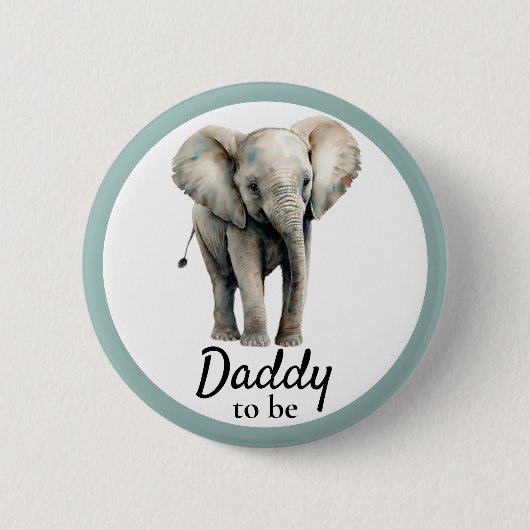 Olifant Daddy Baby shower Grijze Button (Voorkant)