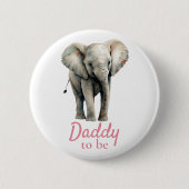 Olifant Daddy Baby shower Roze Button (Voorkant)