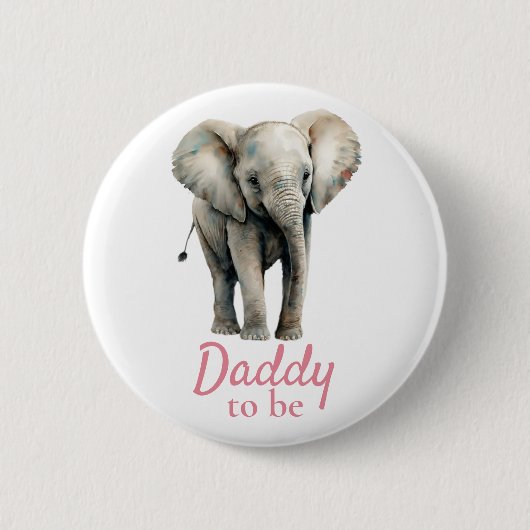 Olifant Daddy Baby shower Roze Button (Voorkant)