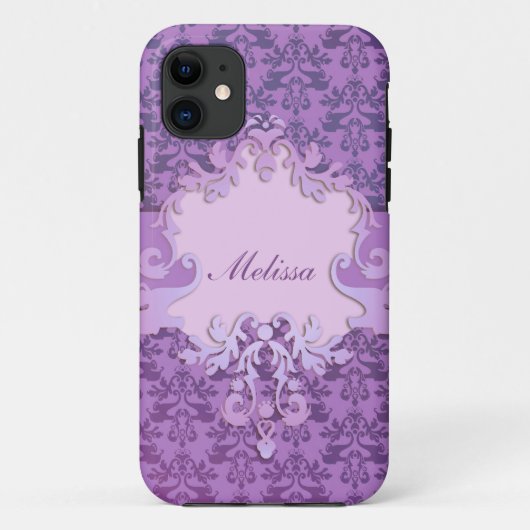 Olifant damast lila naam iphone hoes (Achterkant)