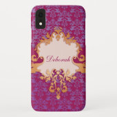 Olifant damast paarse gouden naam Case-Mate iPhone case (Achterkant)