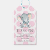 Olifant Dank u Baby shower Gift labels Roze Cadeaulabel (Voorkant)
