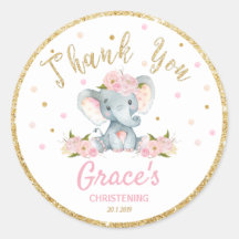Olifant dank u Sticker labels doop gunsten