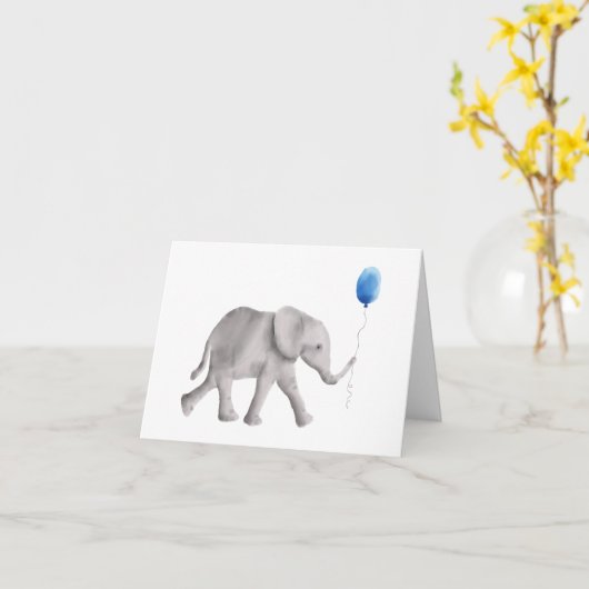 Olifant Dankkaartjes Baby Shower, Blauw Kaart (Gele Bloem)