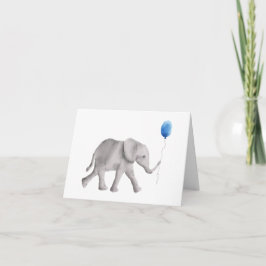 Olifant Dankkaartjes Baby Shower, Blauw Kaart