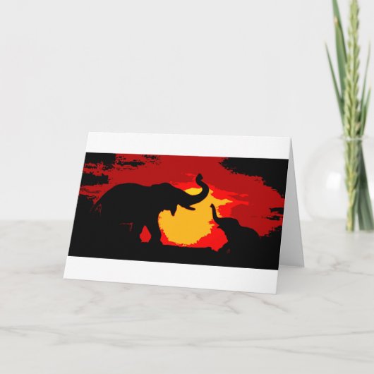 Olifant, de Olifant van het Baby & Zonsondergang Kaart (Voorkant)