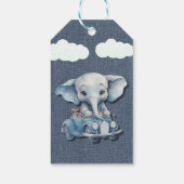 Olifant Denim Vintage Car Boy Baby shower Cadeaulabel (Achterkant)