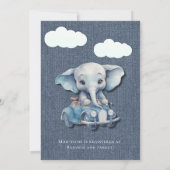 Olifant Denim Vintage Car Boy Baby shower Kaart (Achterkant)