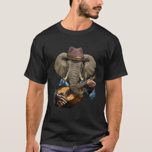 Olifant die akoestische gitaar speelt Dieren in he T-shirt