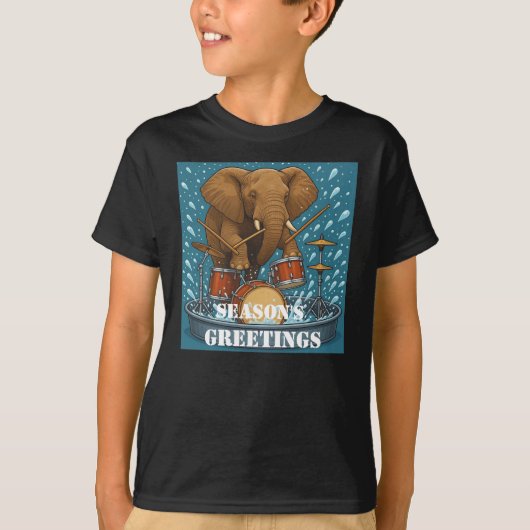 Olifant die drums speelt die water spatten zomerjo t-shirt (Voorkant)