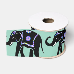 Olifant Dier Abstracte Decoratieve Patronen Grosgrain Lint
