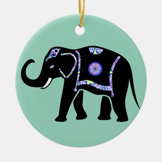 Olifant Dier Abstracte Decoratieve Patronen Keramisch Ornament (Voorkant)