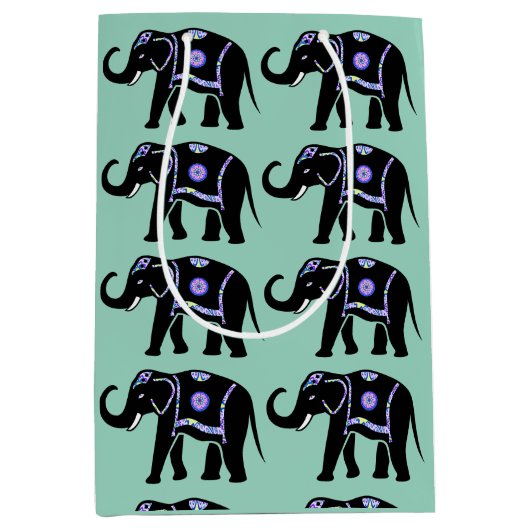 Olifant Dier Abstracte Decoratieve Patronen Medium Cadeauzakje (Voorkant)