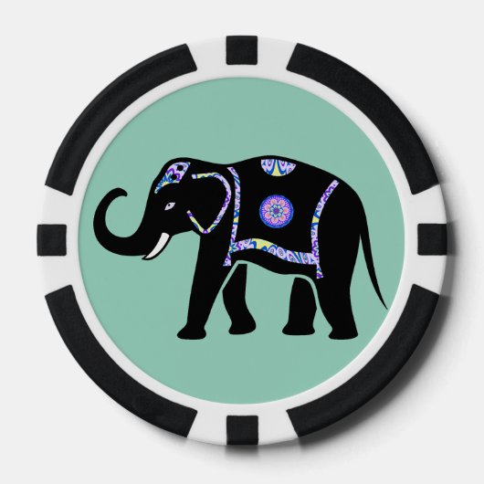 Olifant Dier Abstracte Decoratieve Patronen Poker Chips (Voorkant)