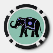 Olifant Dier Abstracte Decoratieve Patronen Poker Chips (Achterkant)