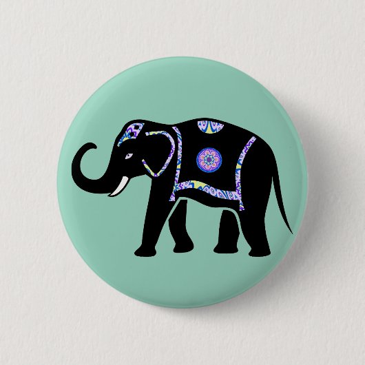 Olifant Dier Abstracte Decoratieve Patronen Ronde Button 5,7 Cm (Voorkant)