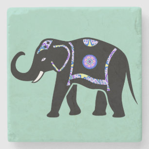 Olifant Dier Abstracte Decoratieve Patronen Stenen Onderzetter