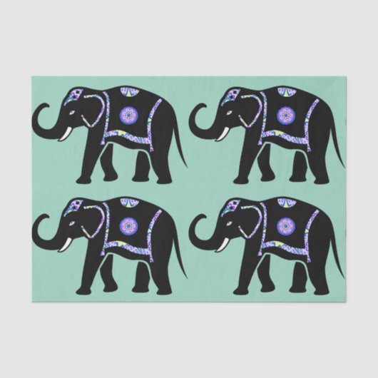 Olifant Dier Abstracte Decoratieve Patronen Tissuepapier (Voorkant)
