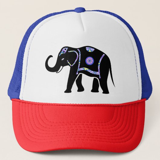 Olifant Dier Abstracte Decoratieve Patronen Trucker Pet (Voorkant)