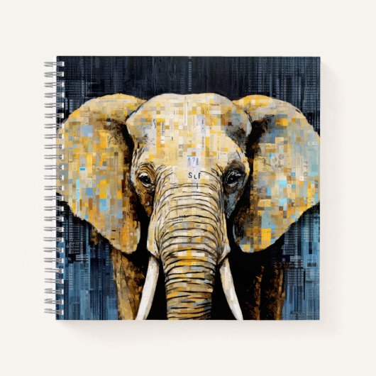 Olifant Dier Art Decor Verf Mozaïek Notitieboek (Voorkant)