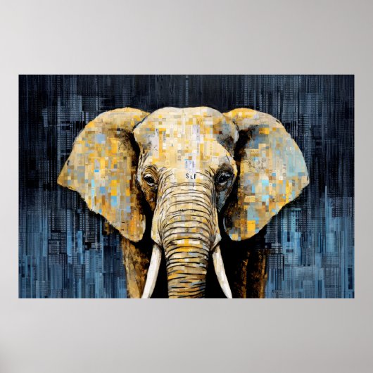 Olifant Dier Art Decor Verf Mozaïek Poster (Voorkant)