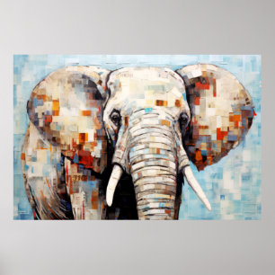 Olifant Dier Art Decor Verf Mozaïek Poster