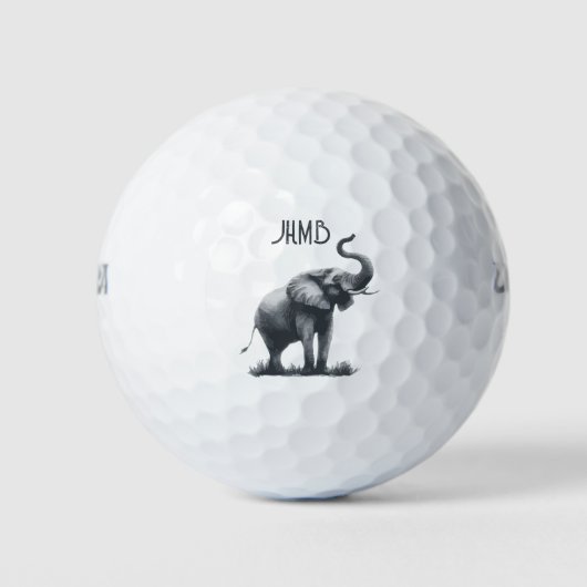 Olifant Dier Monogram Kunst Golfballen (Voorkant)