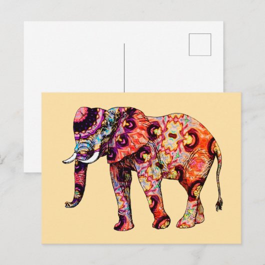 Olifant Dier Traditionele Chinese Patronen Briefkaart (Voorkant / Achterkant)