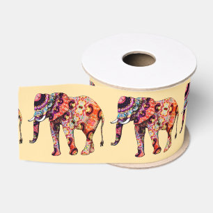 Olifant Dier Traditionele Chinese Patronen Grosgrain Lint