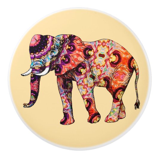 Olifant Dier Traditionele Chinese Patronen Keramische Knop (Voorkant)
