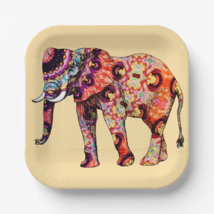 Olifant Dier Traditionele Chinese Patronen  Papieren Bordje