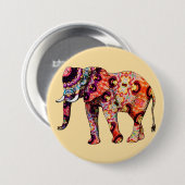 Olifant Dier Traditionele Chinese Patronen Ronde Button 7,6 Cm (Voorkant /achterkant)