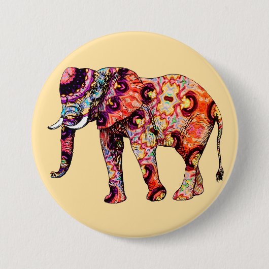 Olifant Dier Traditionele Chinese Patronen Ronde Button 7,6 Cm (Voorkant)